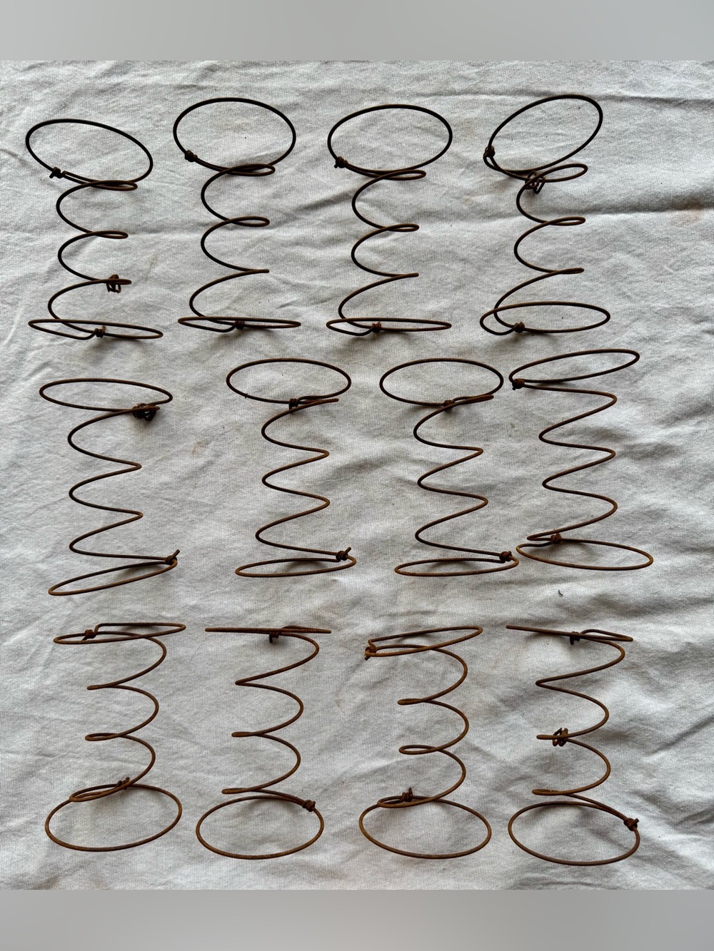 Set of 12 Rusted Coil Bed Tornado Springs - Decorative or DIY Use Primitive